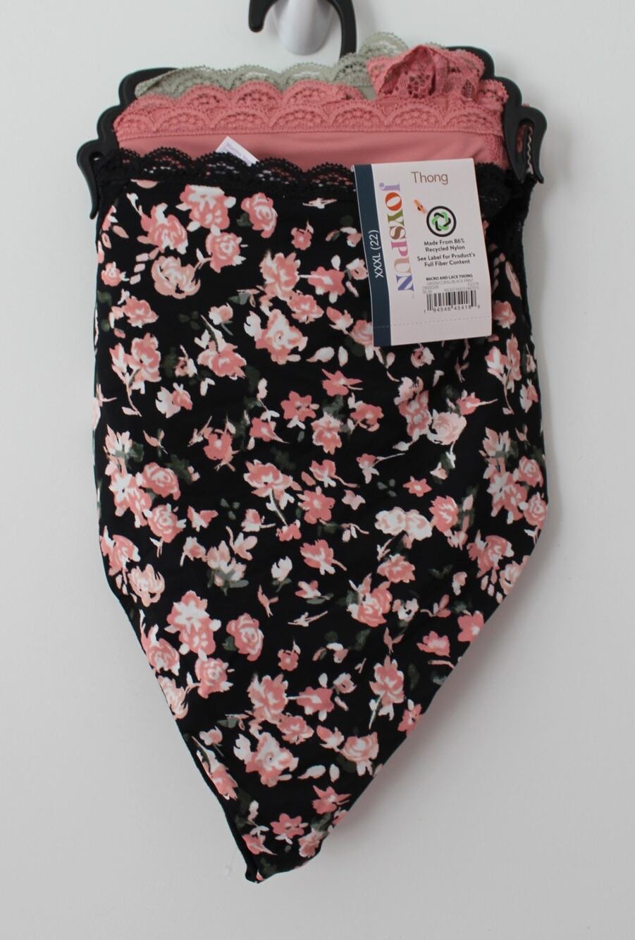 Joyspun Women's Microfiber and Lace Thong Panties 3Pack Size XXXL NWT